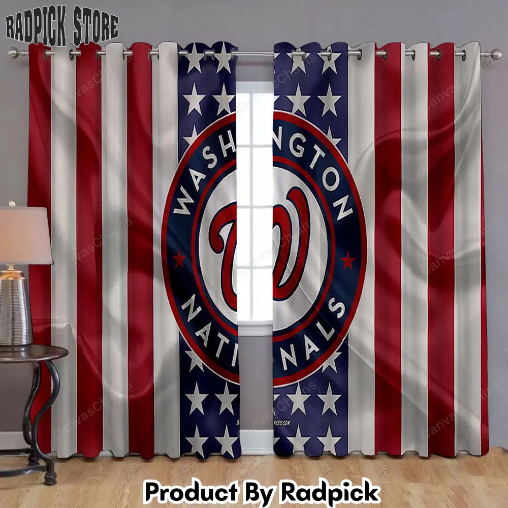 Radpick washington nationals window curtains silk american flag curtains living room curtains for window rp85281
